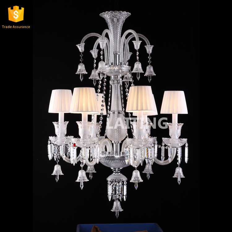 European French Luxury Purple Flannelette Crystal Chandeliers Hanging Light Fixture