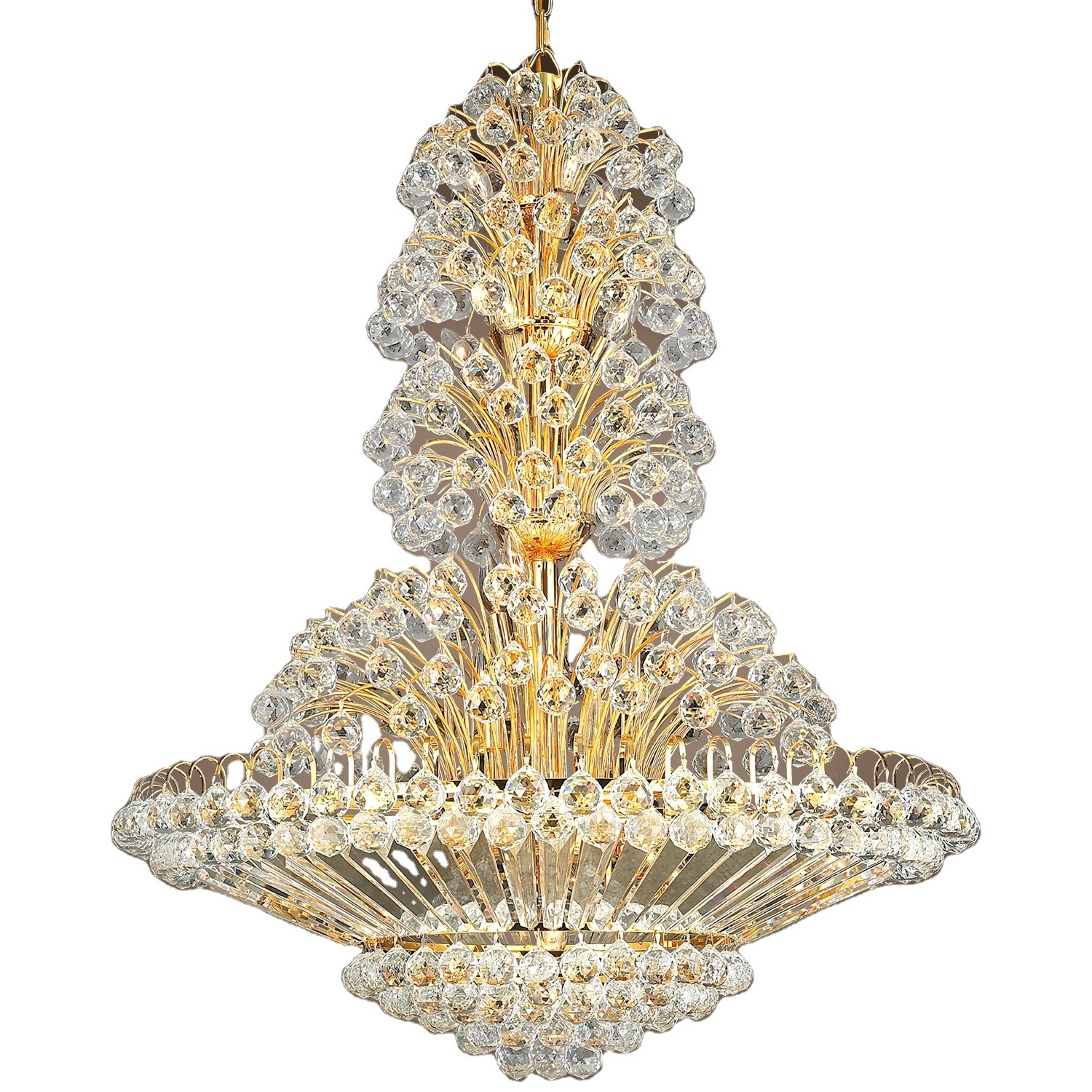 Antique Gold Big lighting Dubai Hanging Hotel Luxury Energy saving Crystal Chandelier Light For Foyer Entryway