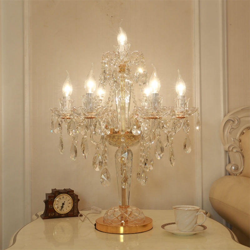 Wholesale beautiful 9 arm crystal candelabra floor lamp for wedding