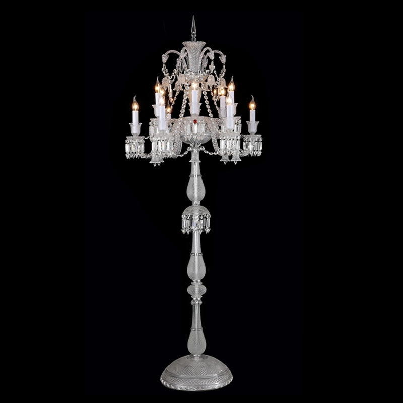 Wholesale beautiful 9 arm crystal candelabra floor lamp for wedding