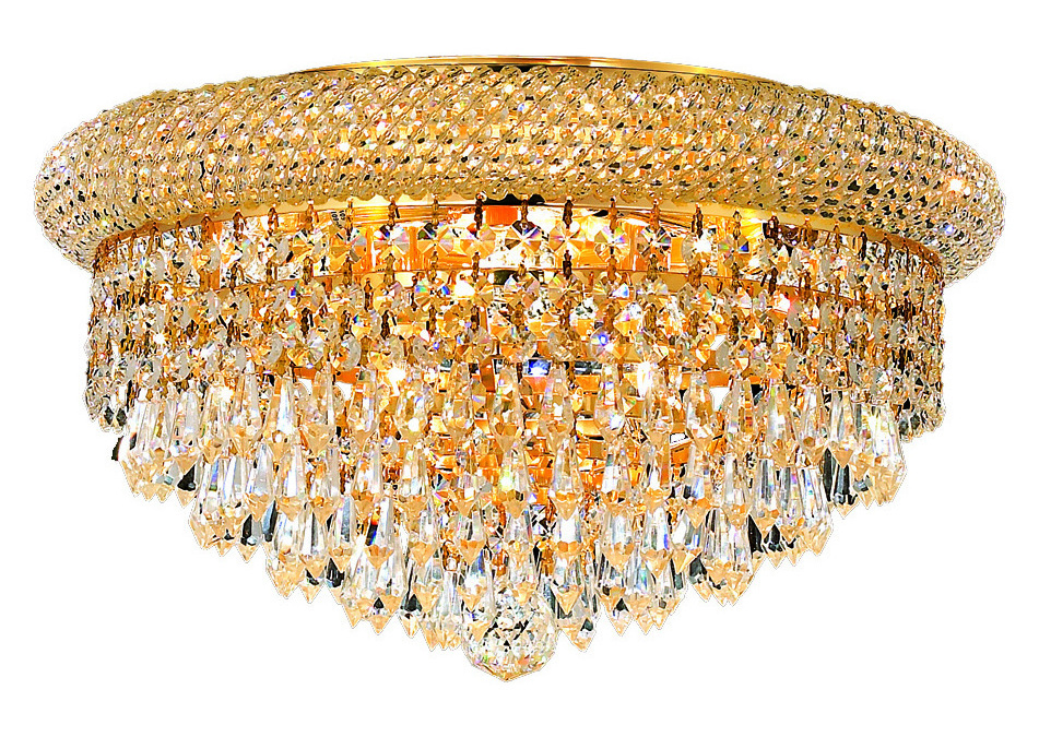 Kitchen Lighting Flush Mount Round Ceiling Lamp LED Contemporary Chandelier Gold Top K9 Crystal 20