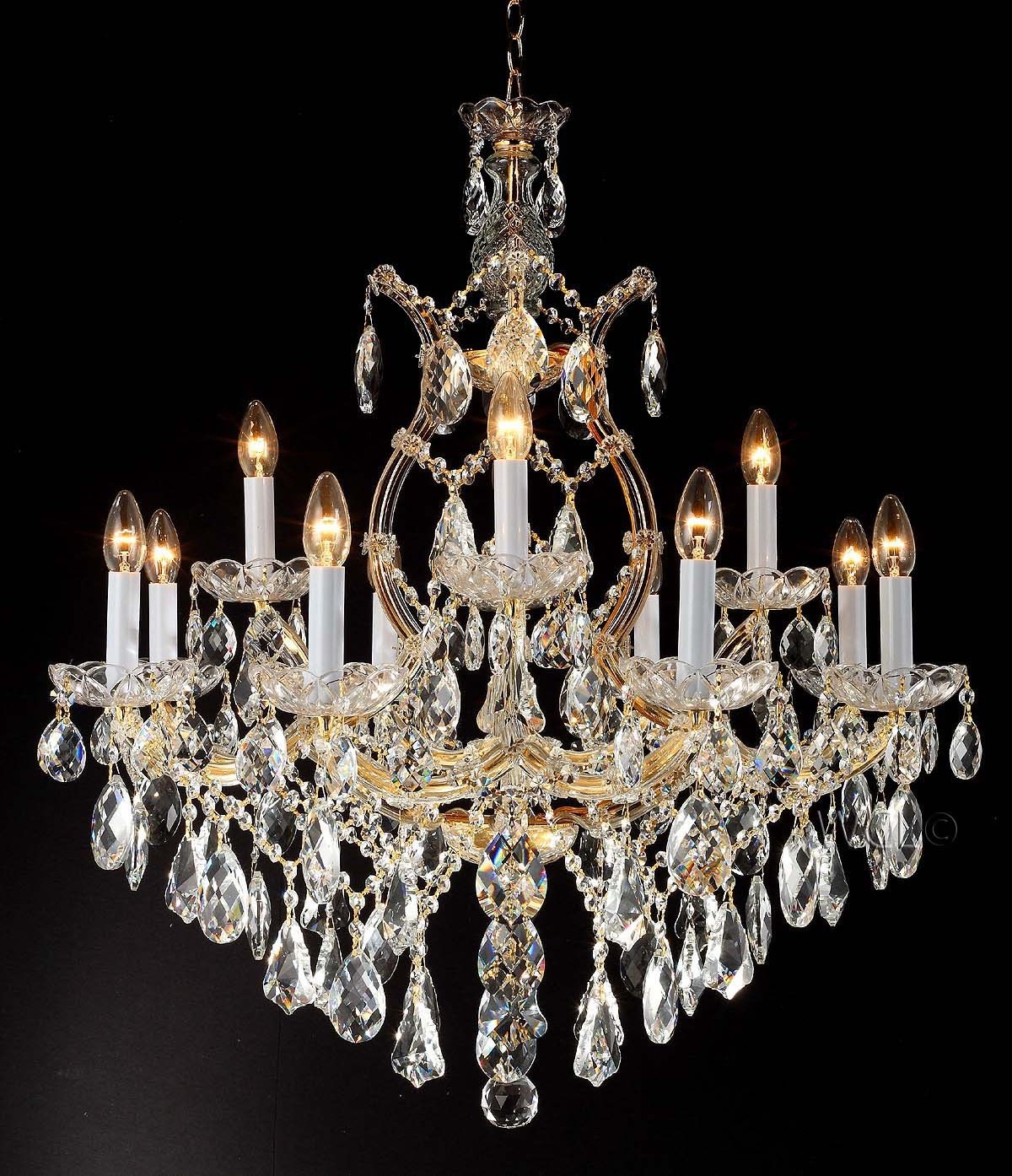 2023 wholesale glass shade gold maria theresa crystal chandelier for church lighting fixture