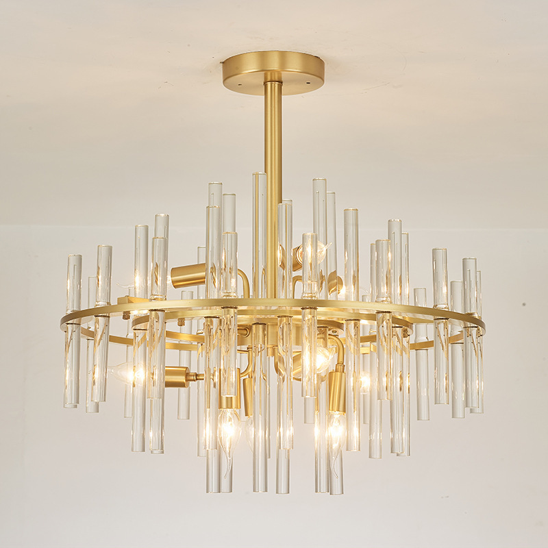 Gold Modern Glass Chandelier Lighting Living Dining Room LED Hanging Light Fixture Luxury Home Decoration Lamps