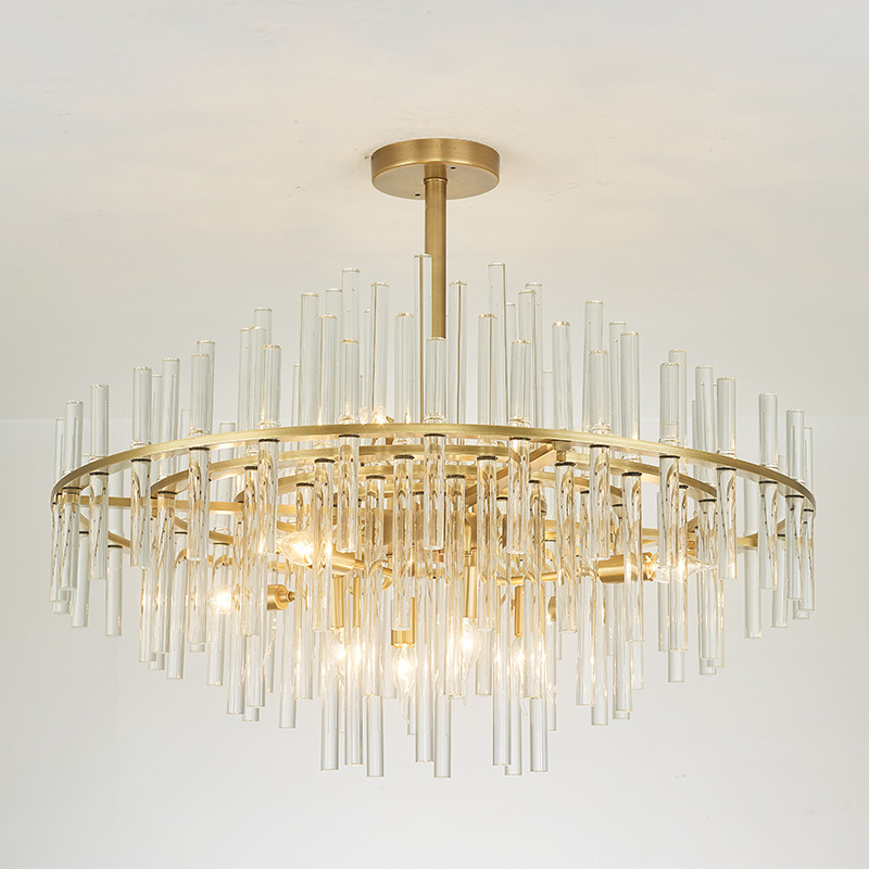 Gold Modern Glass Chandelier Lighting Living Dining Room LED Hanging Light Fixture Luxury Home Decoration Lamps