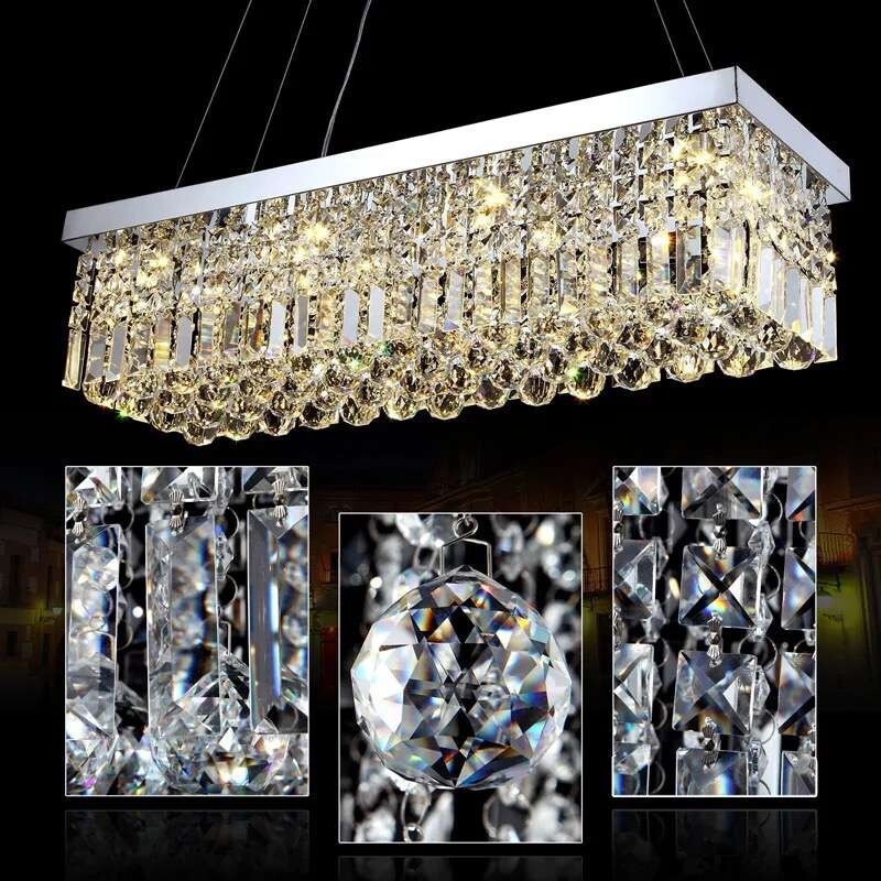 Modern Luxury Clear Black Polished Nickel Finish Pendant Light Living Room Decorative Brass K5 Crystal Chandelier