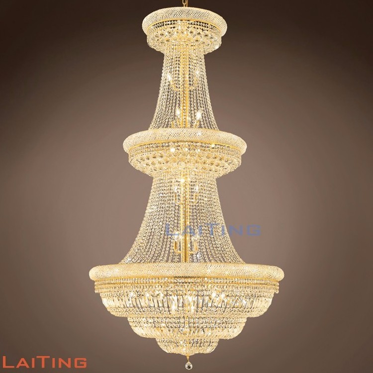 Luxury 3-tier Golden Crystal Chandelier with Chain Traditional Hotel Home LED Modern Nordic Island Led Pendant Light AC 85-265V