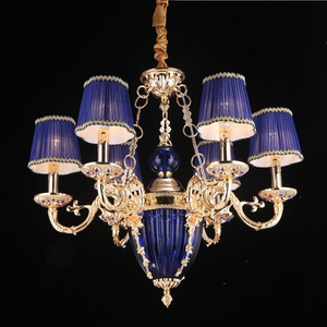 European French Luxury Purple Flannelette Crystal Chandeliers Hanging Light Fixture