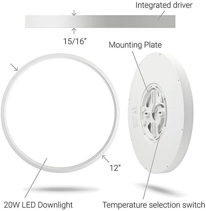 2 PACK 12 Inch 20W Flush Mount LED Ceiling Light, 2000 LM Flush Mount Ceiling Lamp Fixture for Bedroom