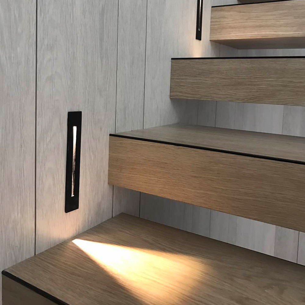 3W Aluminum Led Stair Step Light IP20 Human Body Induction Motion Sensor Recessed Wall Sconce Indoor