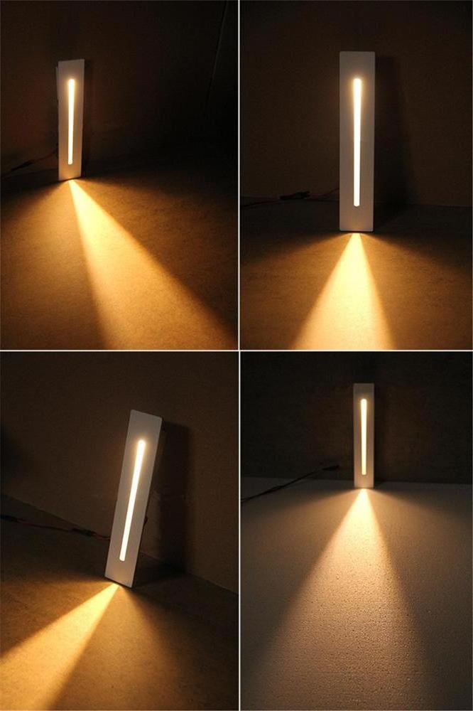 3W Aluminum Led Stair Step Light IP20 Human Body Induction Motion Sensor Recessed Wall Sconce Indoor