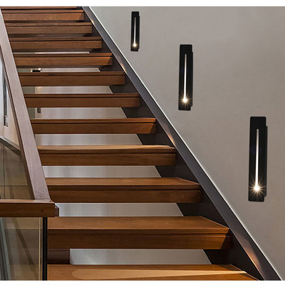 3W Aluminum Led Stair Step Light IP20 Human Body Induction Motion Sensor Recessed Wall Sconce Indoor