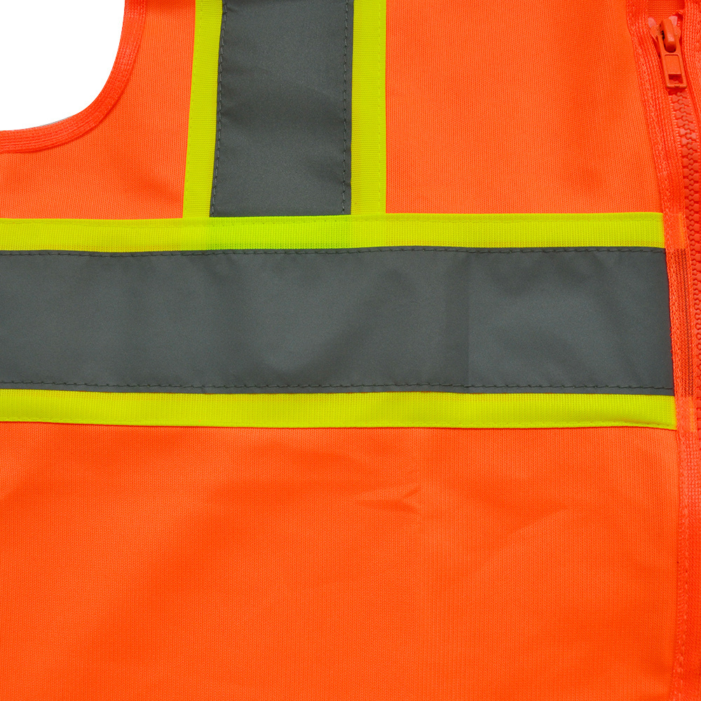 ZUJA Fluorescent Orange Reflective Safety Vest Clothing Road Construction Hi Vis Vest for work