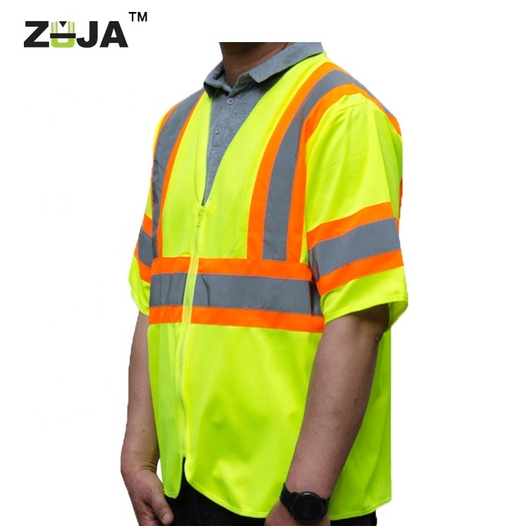 ZUJA Two Tone Zipper  High Reflective Class 3 Sleeved Safety Vest