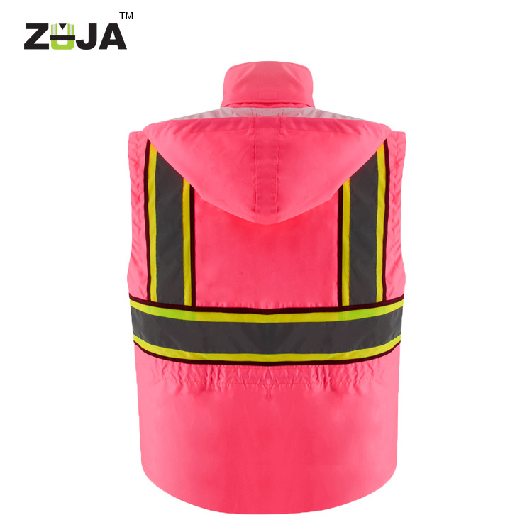 ZUJA Workwear Pink Oxford  Safety Reflective Vest for Woman