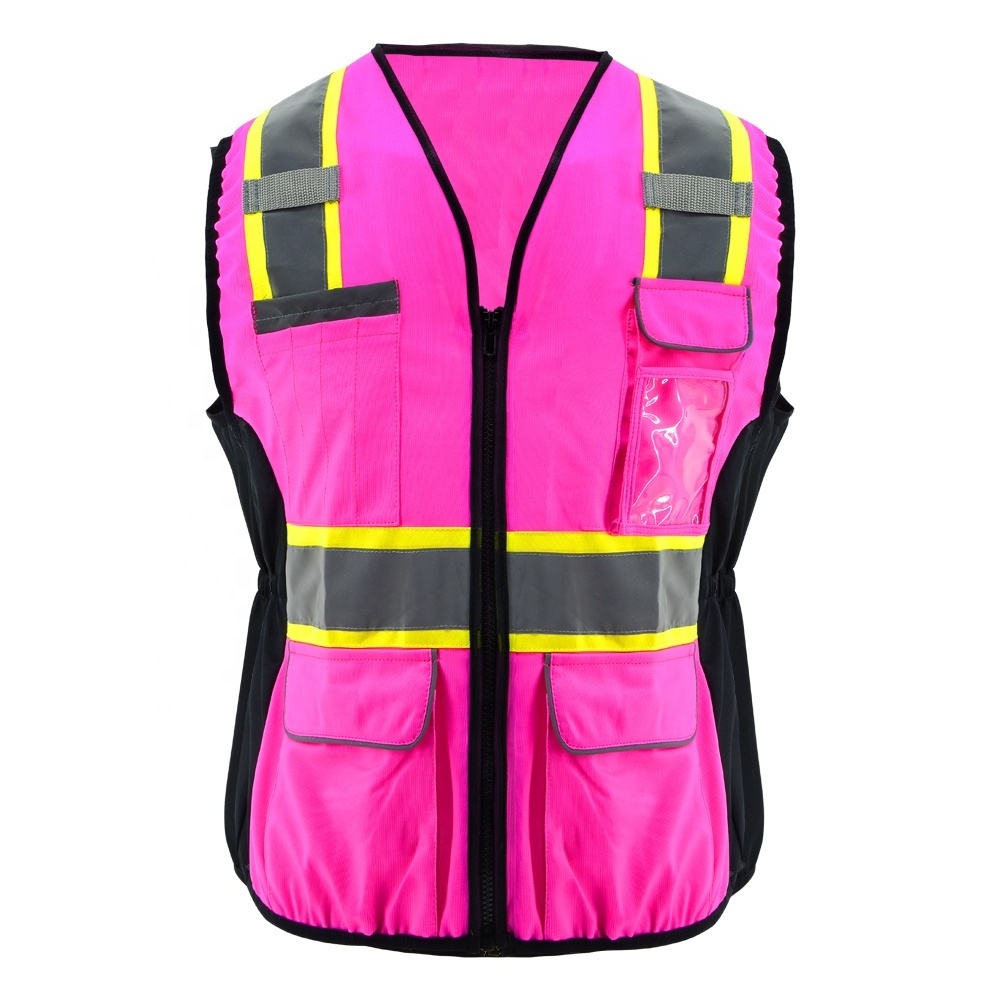 ZUJA Pockets Mesh Hi Vis Vest with Pockets for Women Pink