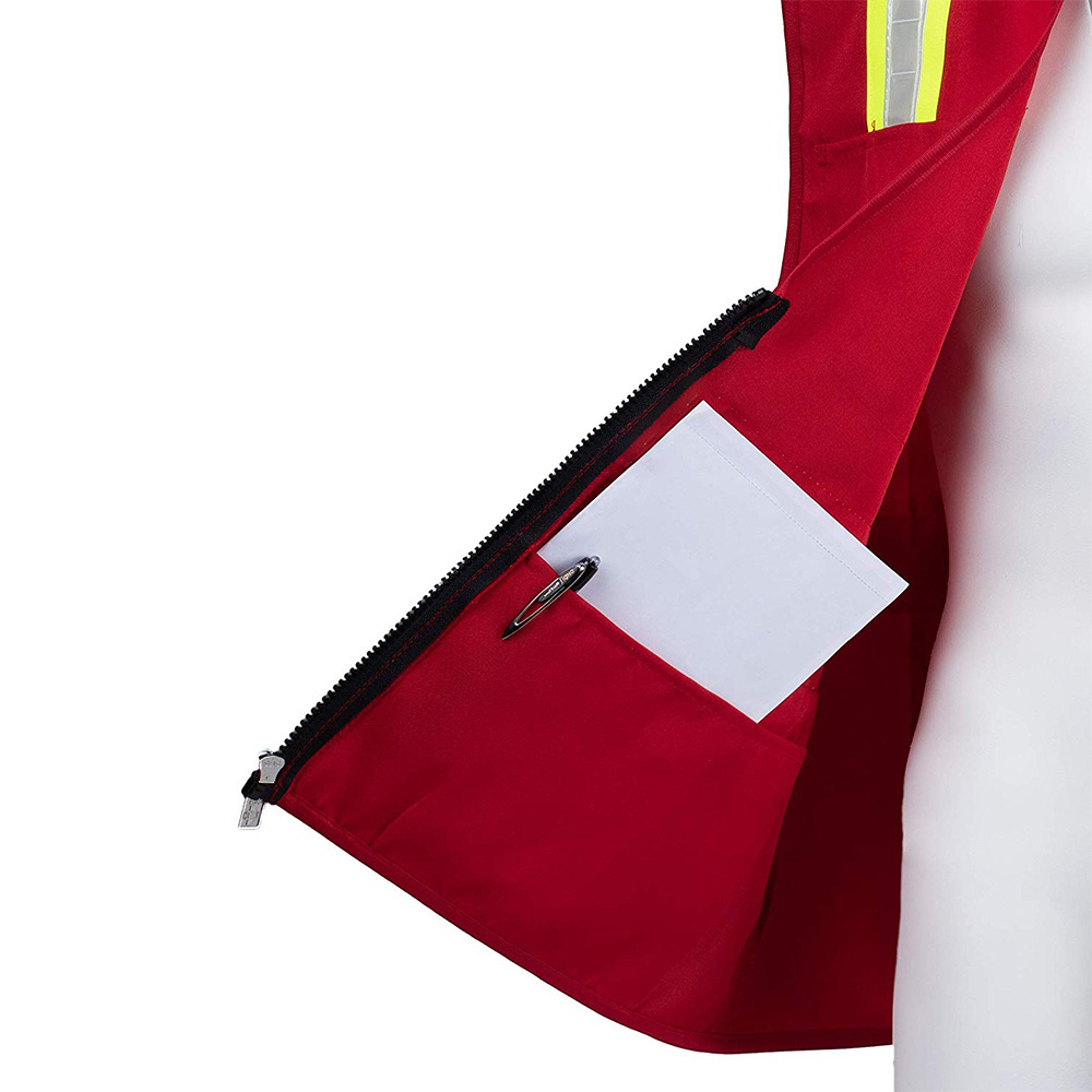 ZUJA Factory Depot Twill Safety Red Reflective Vest With Pockets