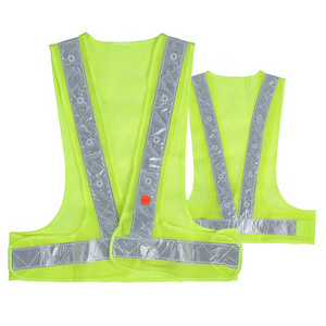 ZUJA Breathable Mesh Traffic Outdoor Warning Fluo Running Flashing Led Safety Vest