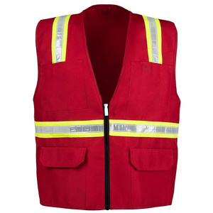 ZUJA Factory Depot Twill Safety Red Reflective Vest With Pockets