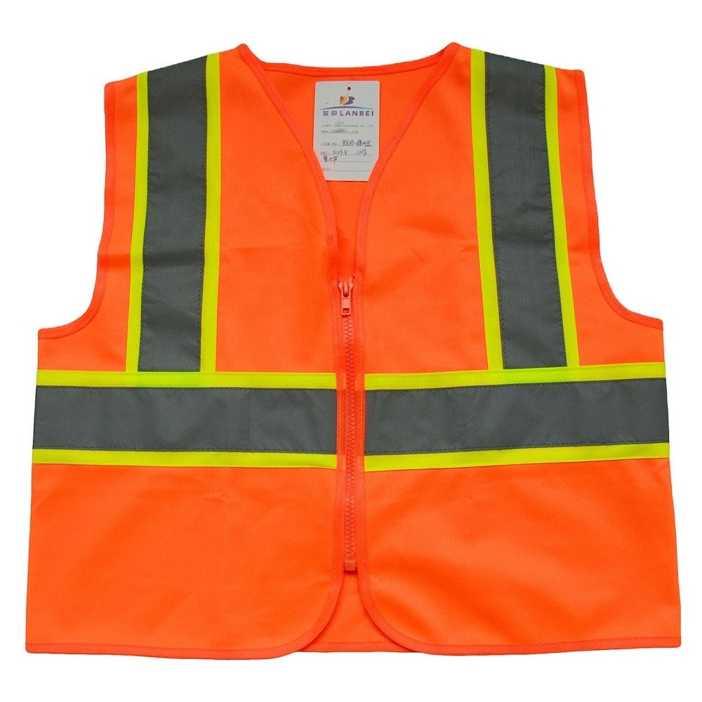 ZUJA Fluorescent Orange Reflective Safety Vest Clothing Road Construction Hi Vis Vest for work