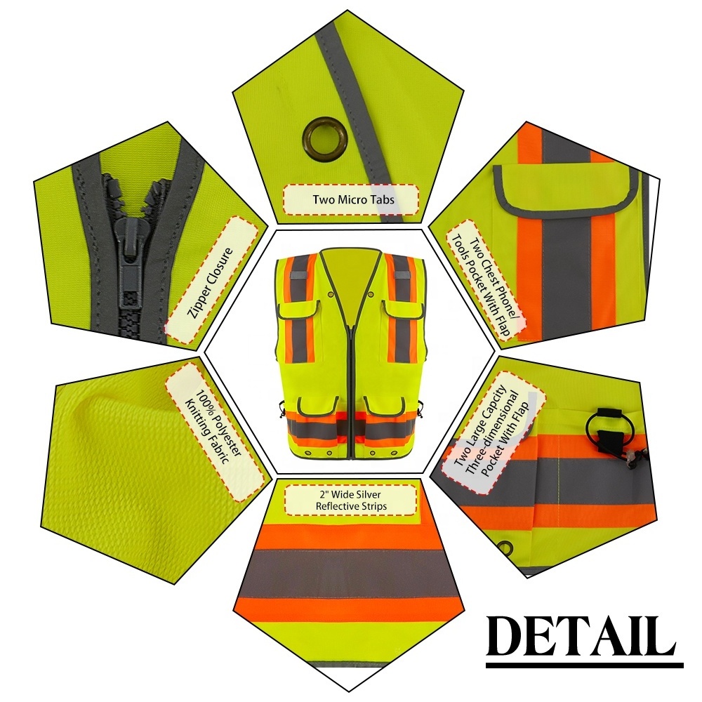 ZUJA American Style Custom High Vis Vest Construction Vest for Men