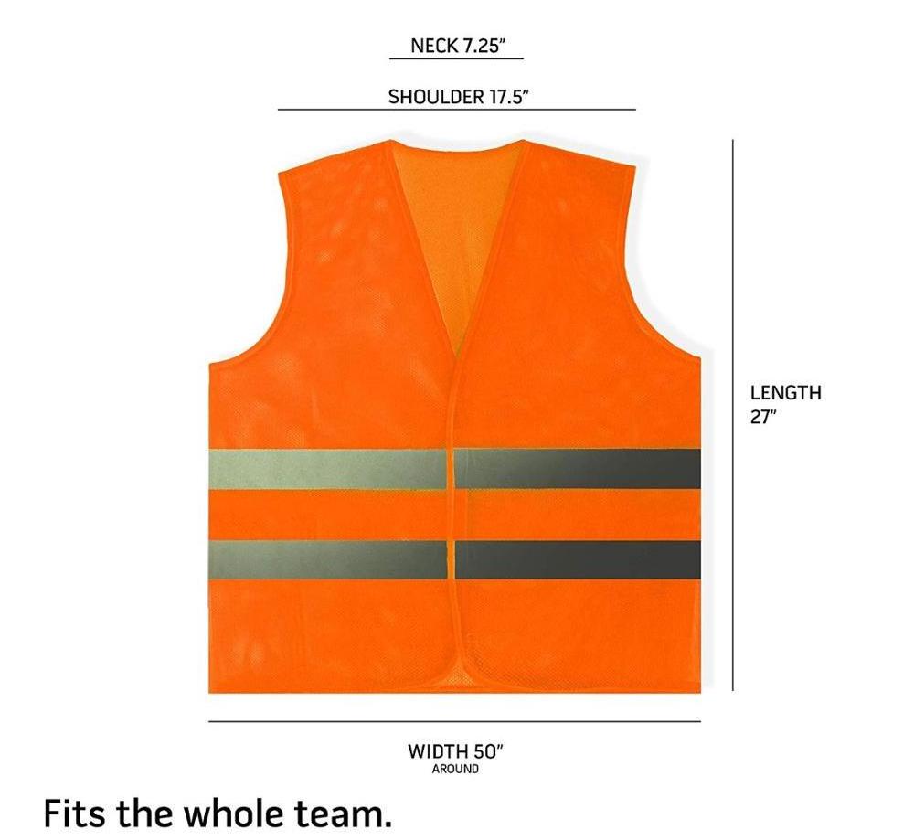 ZUJA Average Size Orange and Yellow Mesh Breathable Customized  Reflective Safety Vest