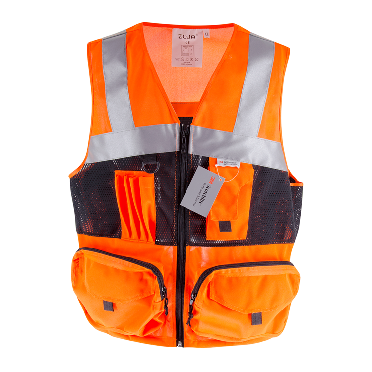 ZUJA Zipper Multi Pockets Heavy Duty Breathable Design Safety Vest