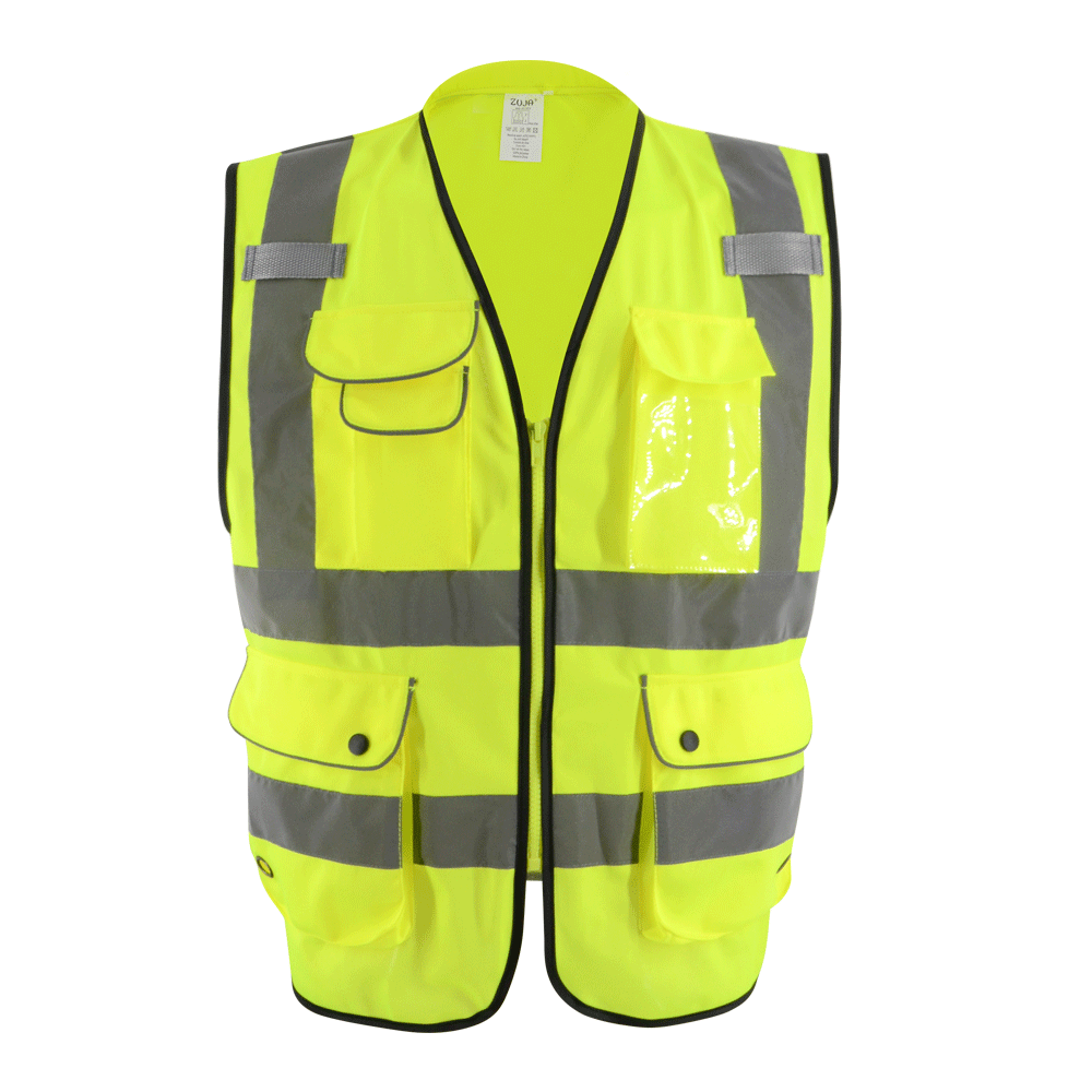 ZUJA  ANSI107  Class 2 High Visibility Reflective Pocket Safety Vest