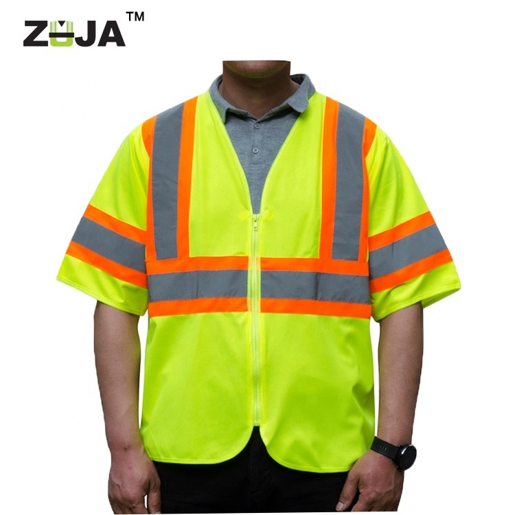 ZUJA Two Tone Zipper  High Reflective Class 3 Sleeved Safety Vest