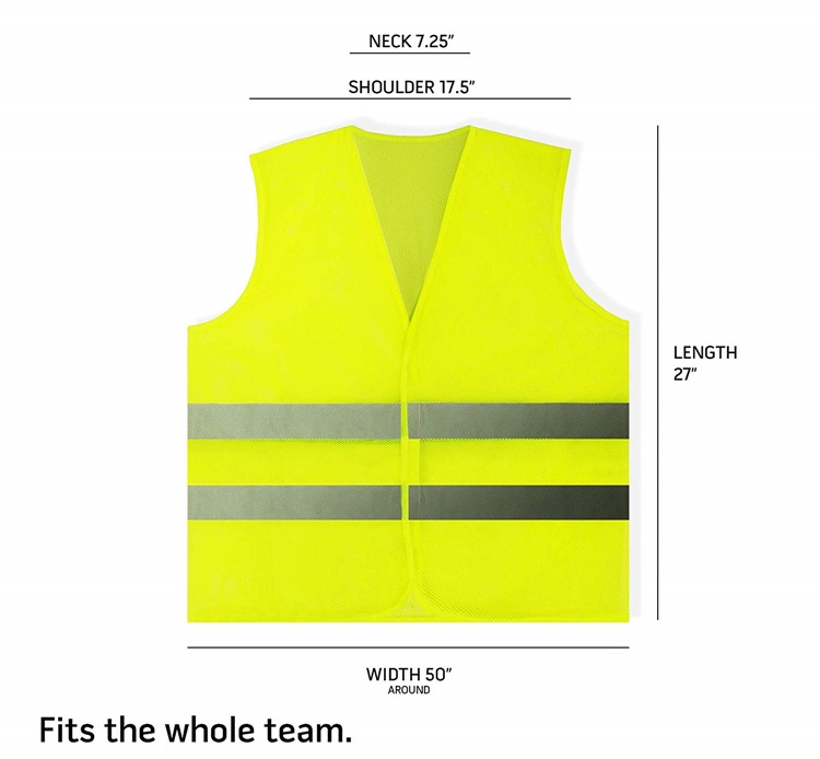 ZUJA Average Size Orange and Yellow Mesh Breathable Customized  Reflective Safety Vest