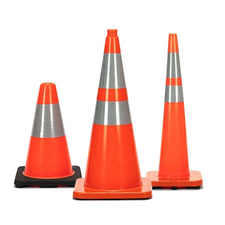 ZUJA 18''/28''/36'' Customized Logo PVC Material High Reflective Orange Traffic Cones for Road