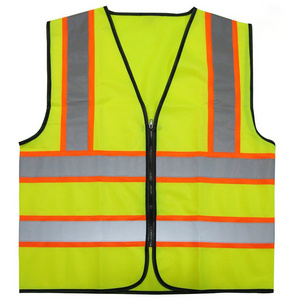 ZUJA Zipper Front High Quality Traffic Application Popular Safety Vest Wholesale Factory Price 100% Polyester Construction Vest