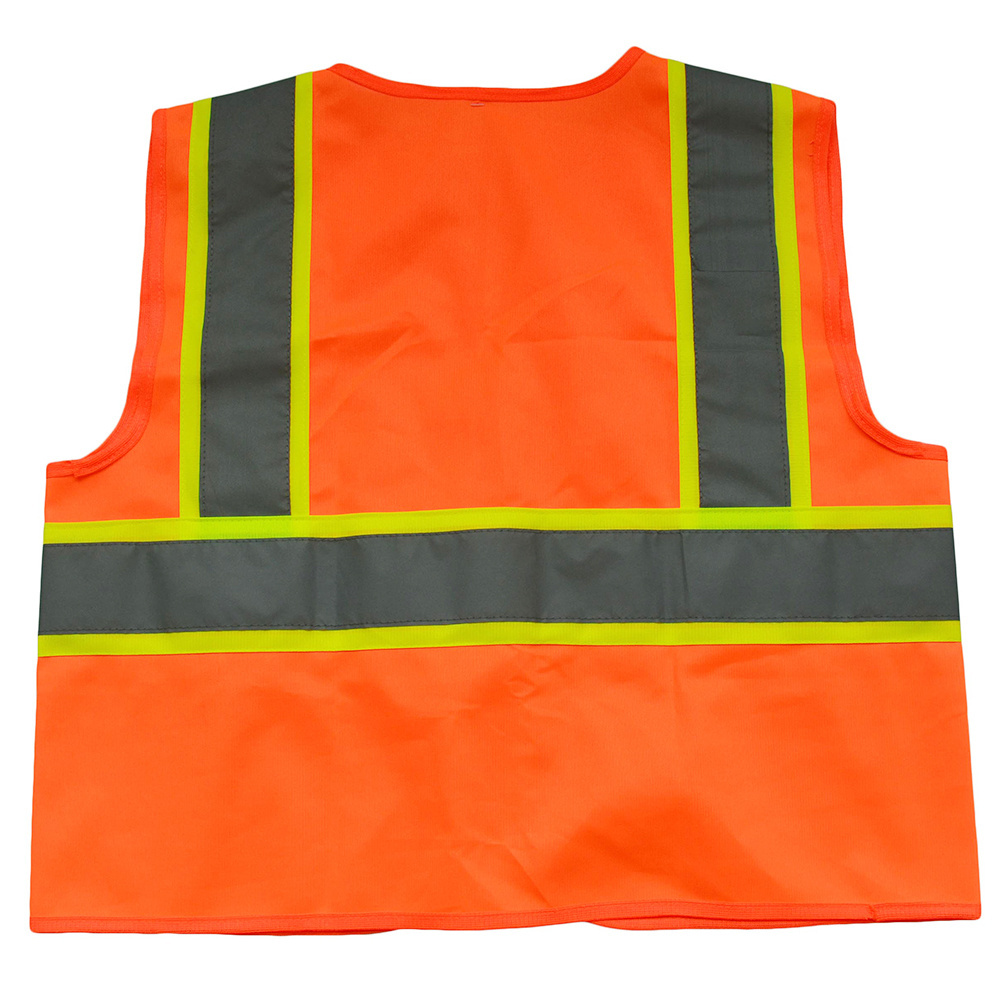 ZUJA Fluorescent Orange Reflective Safety Vest Clothing Road Construction Hi Vis Vest for work