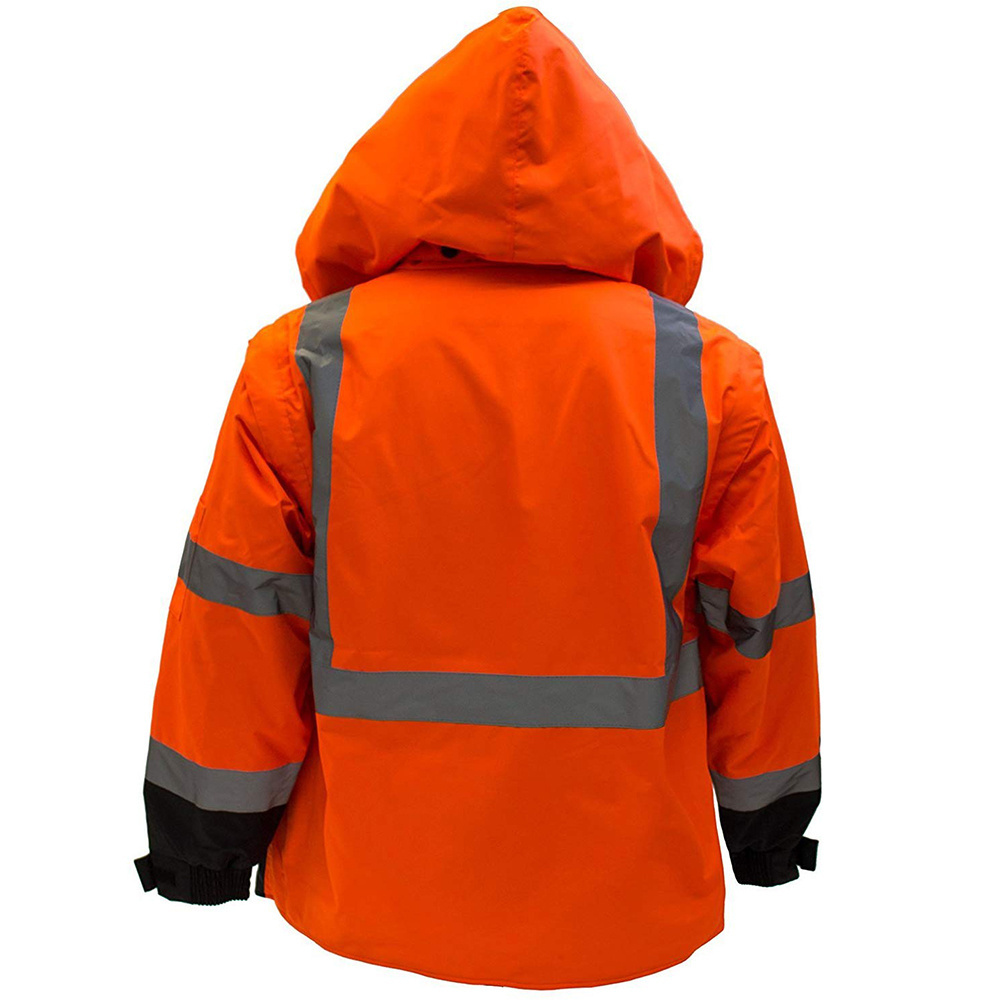 Safety Construction Jacket Reflective windbreaker Jacket high Visibility Winter Worker Fluo Orange Men Jacket 10 pcs