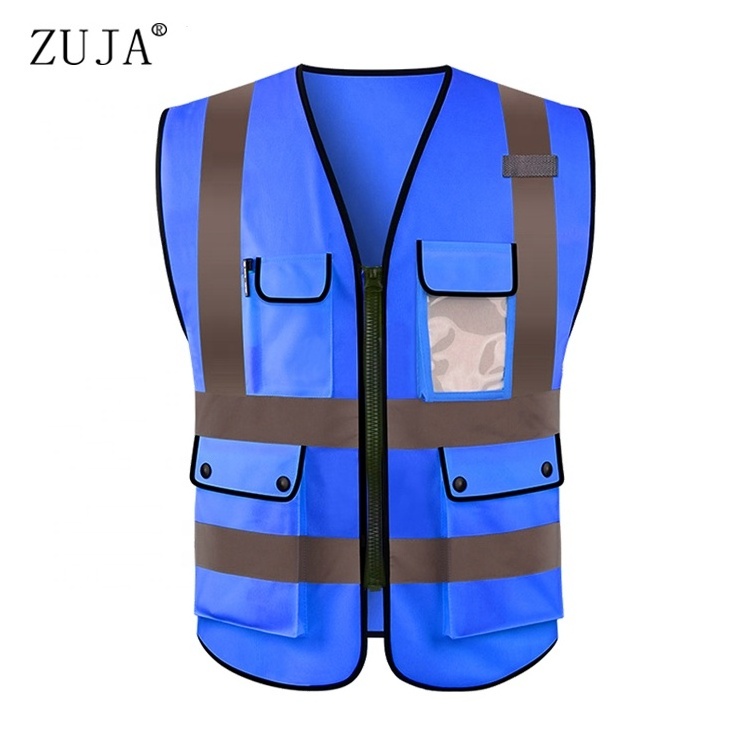 ZUJA Factory Security Hi Vis Working Blue Safety Vest