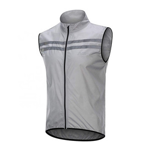 ZUJA New Design High Collar Reflective Sleeveless Zipper Grey Simple Cycling Vest