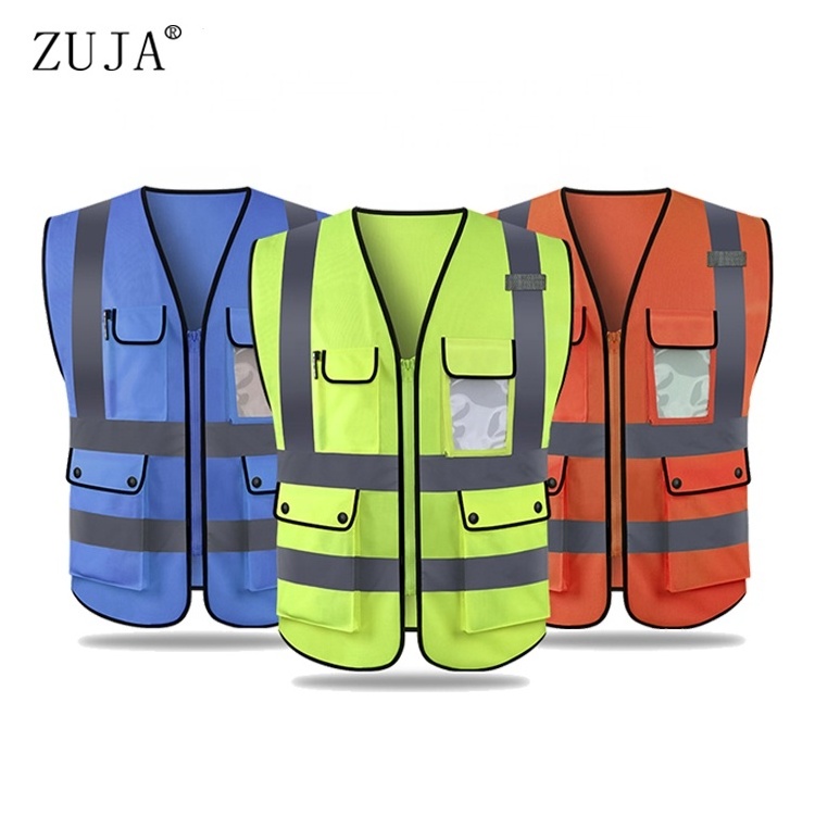 ZUJA Factory Security Hi Vis Working Blue Safety Vest