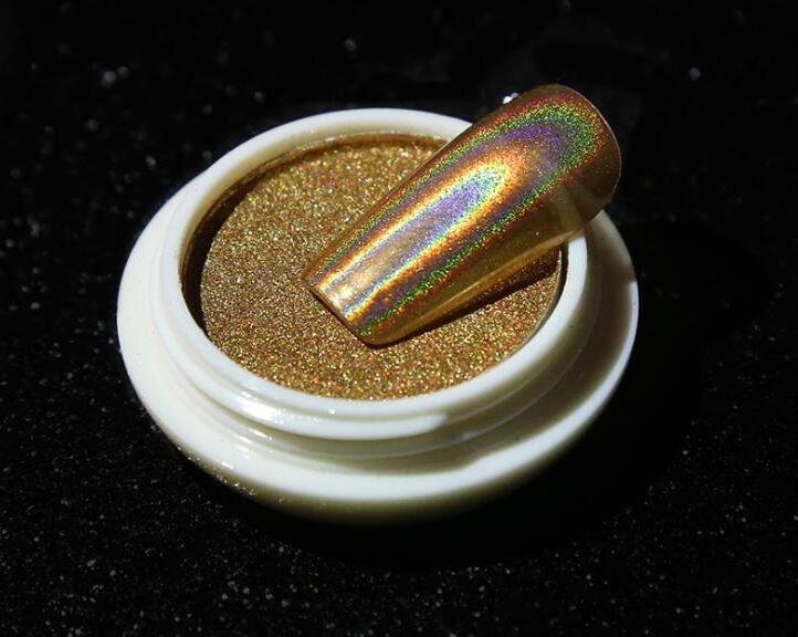 OEM Customized Mirror Chrome Gold Powder Coating Gold Silver Laser Holographic Pigment Powder For Nails