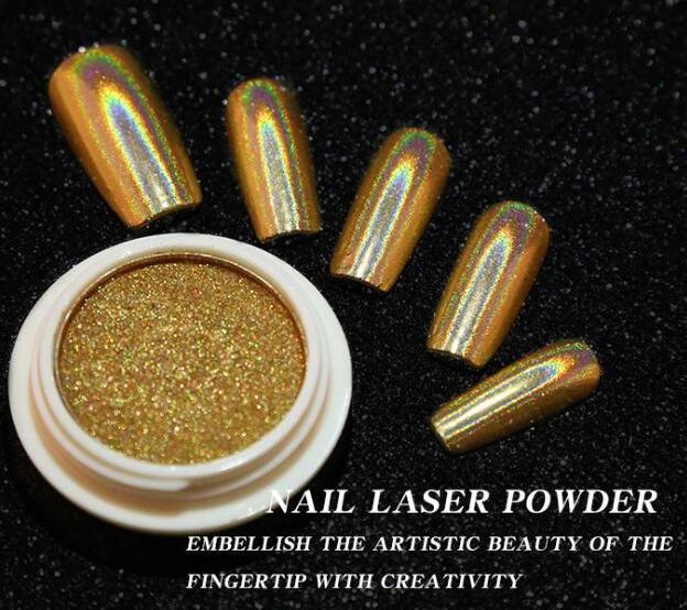 OEM Customized Mirror Chrome Gold Powder Coating Gold Silver Laser Holographic Pigment Powder For Nails