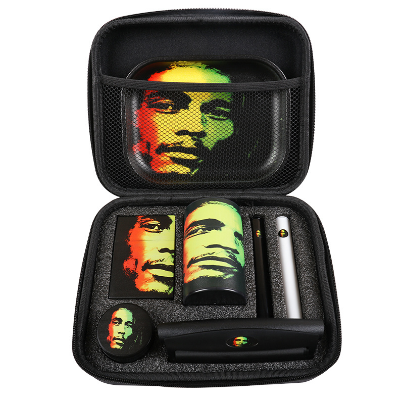 4 layer grinder cigarette box set rolling machine tobacco storage jar custom rolling tray sets cigarette box case