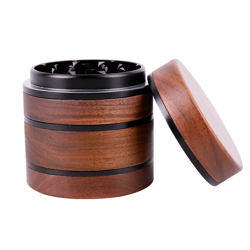 Wholesale Aluminum Alloy Herb Grinder Unique Walnut Wood Smoke Crusher Grinder