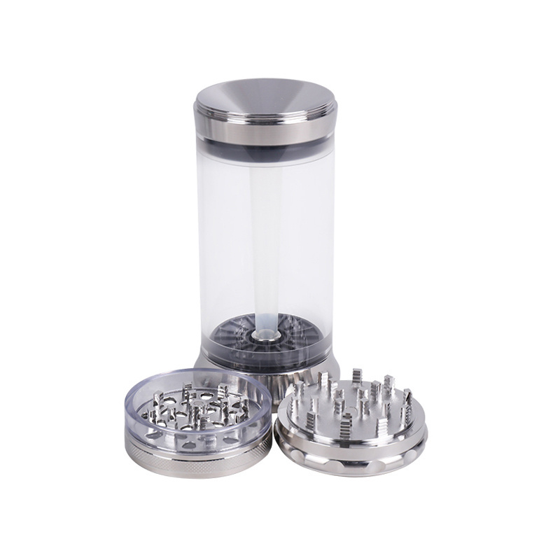 Tall body Zinc Alloy Smoke Crusher Grinder Multicolor Hand Cranking Tobacco Herb Grinder With Tube