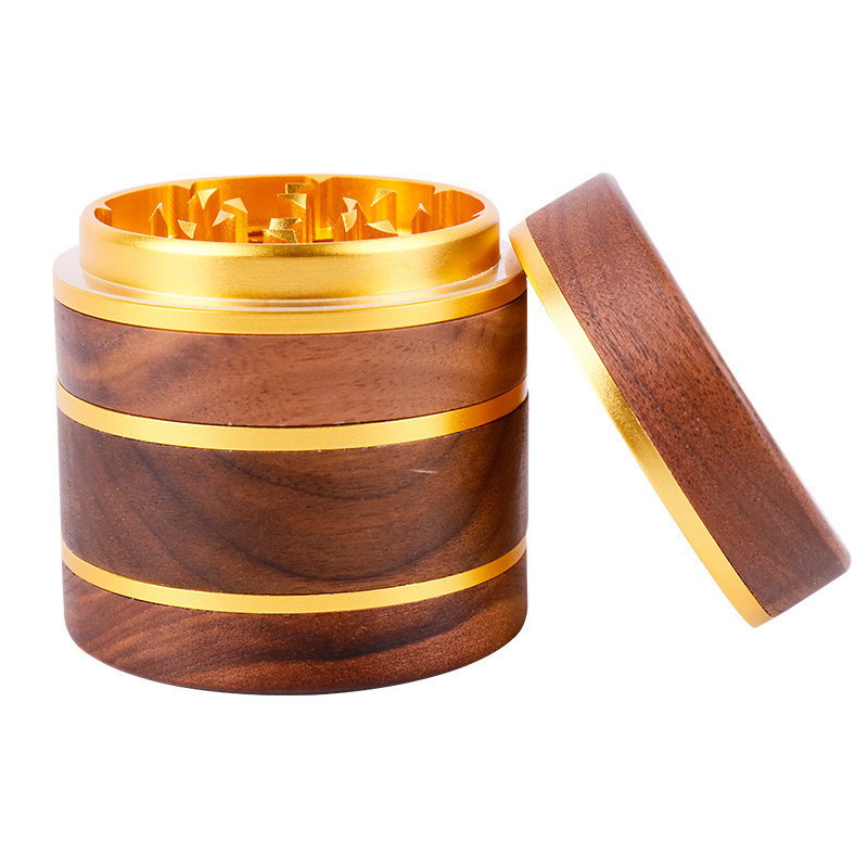 Wholesale Aluminum Alloy Herb Grinder Unique Walnut Wood Smoke Crusher Grinder