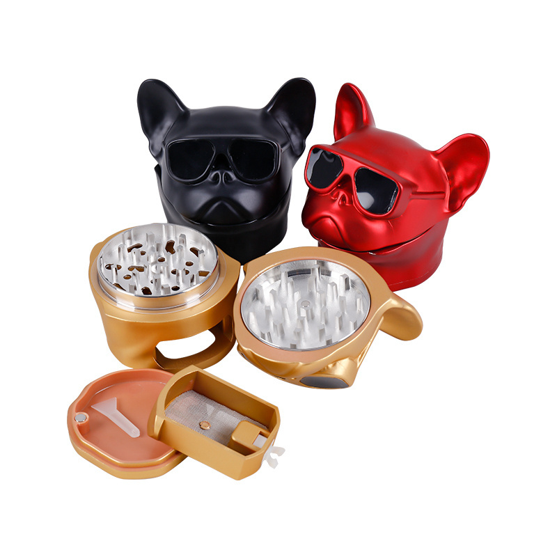 Lanchuang Cool Metal Smoke Grinder Bulldog Design Zinc Alloy Herb Grinder