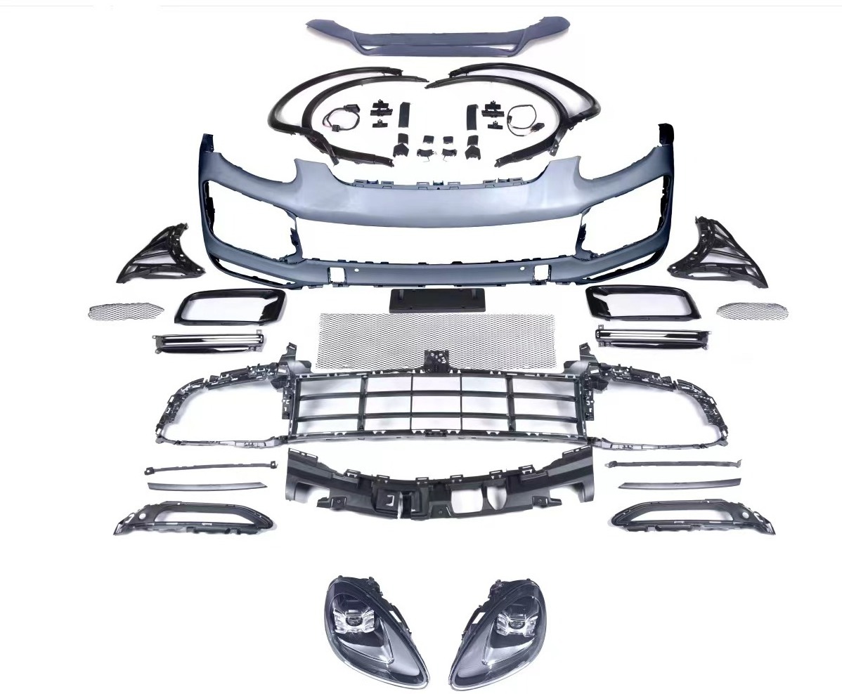 For Porsche Cayenne 958.1 2011-2014 Upgrade To 9y0 Turbo Body Kit Include Front Bumper With Grille Led Daytime Running Lights