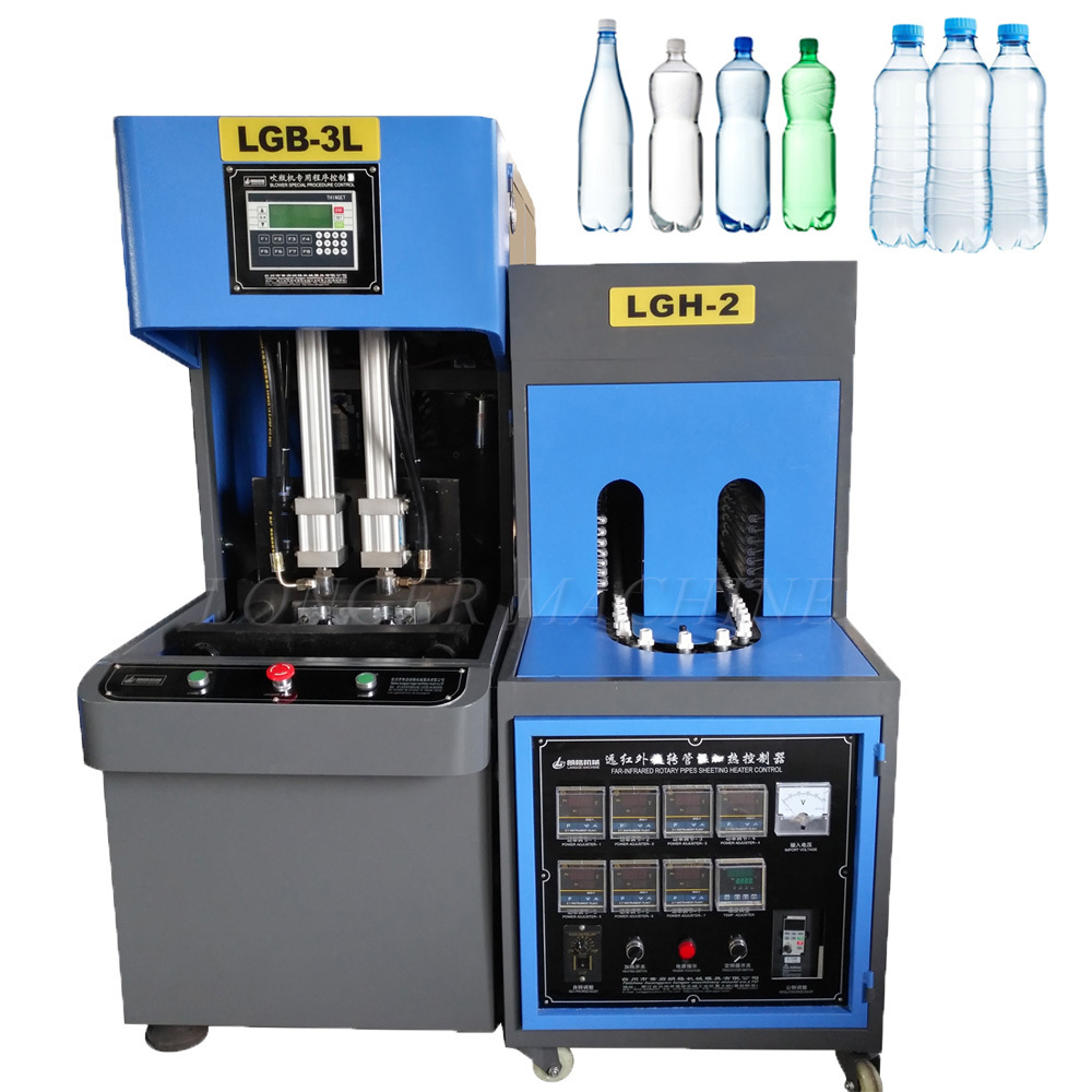 Manual semi-auto beverage bottle making machine, plastic blow moulding machine price.