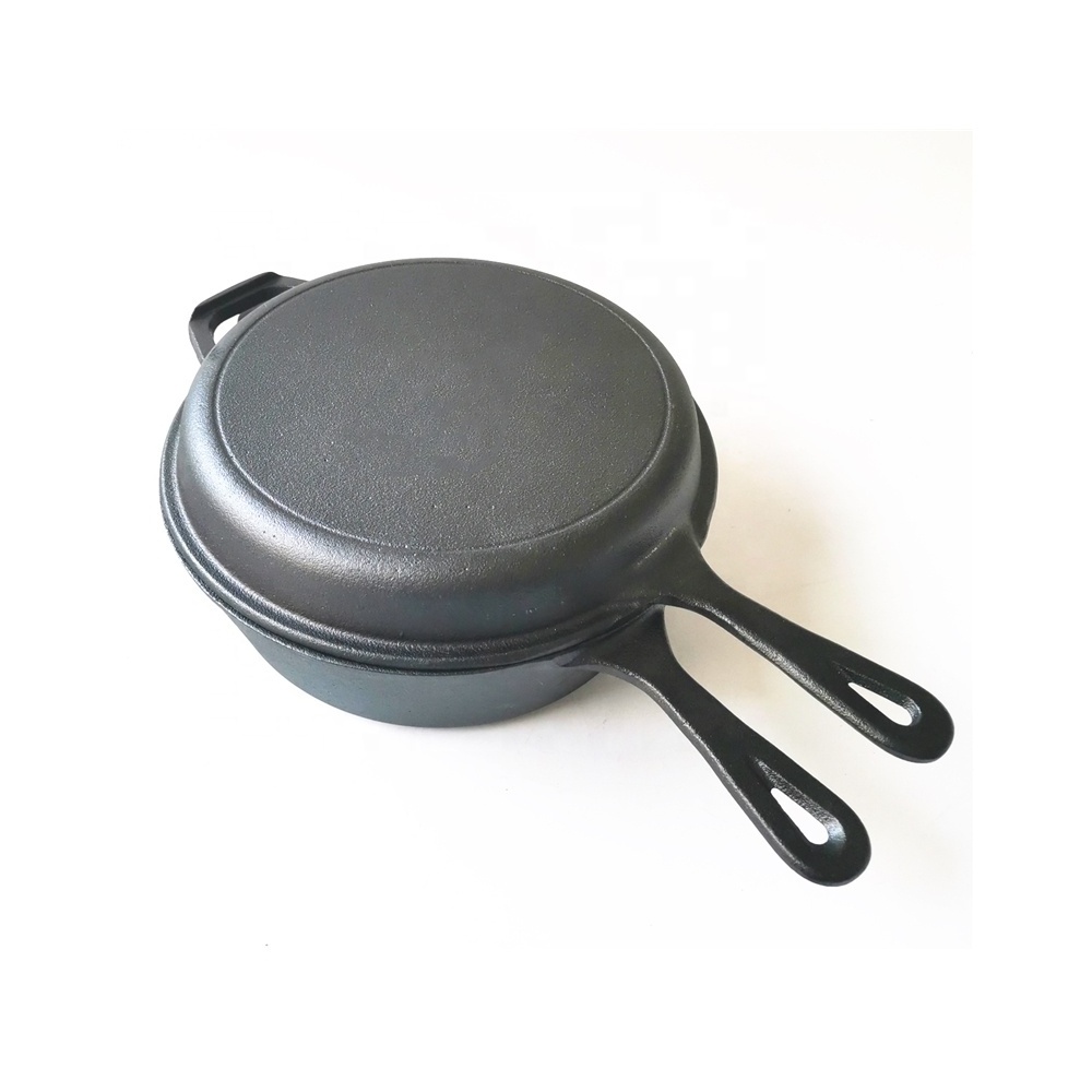 Pre seasoned Cast Iron Combo Cooker with long handle