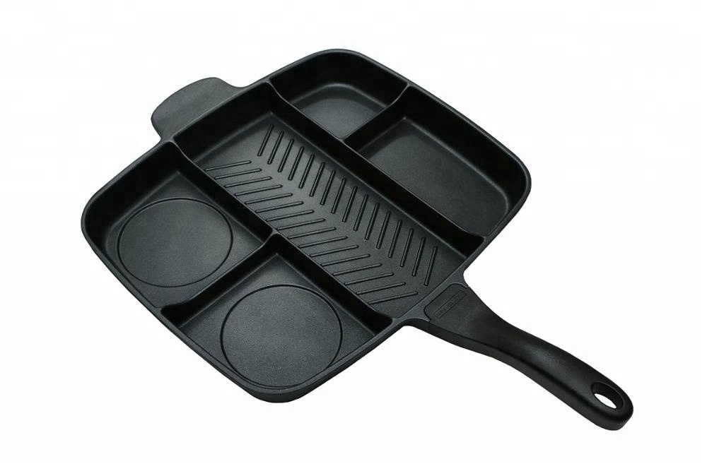 Round Cast Iron Vegetable Oil Grill  Pan With Three Section