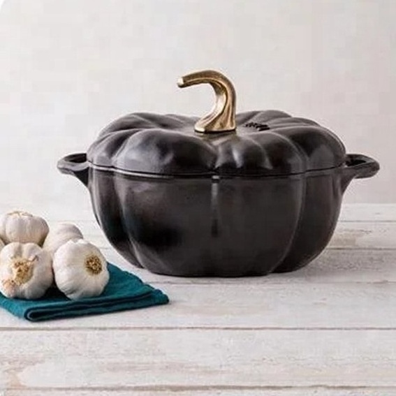 enamel round cast iron casserole hot Pumpkin shape pot