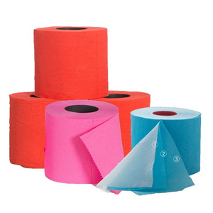 Eco Friendly Bathroom Embossed Roll Printed Tissue Color Red Black Toilet Paper Wholesale Toilet Tissue