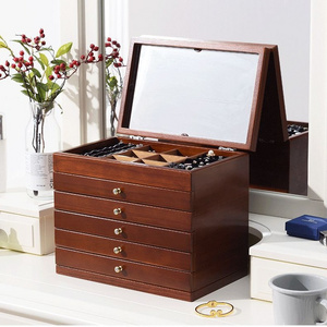 luxury piano big jewelry gift packaging organizer case large storage ring box carved wooden high gloss black walnut